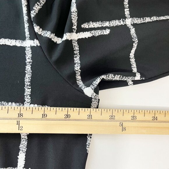 Sympli Black White Grid Plaid Geometric Print Midi Dress Pockets Jersey Size 14 - Picture 7 of 7
